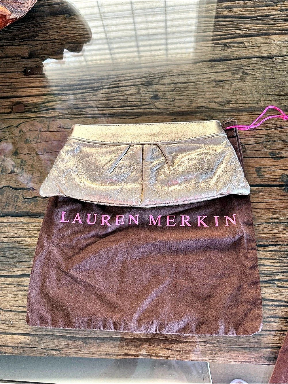 Lauren Merkin Eve Metallic Leather Clutch Gold